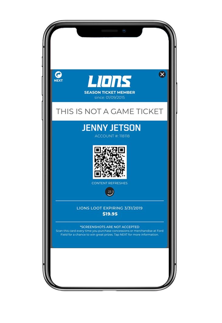 Detroit Lions Game Ticket Gift Voucher