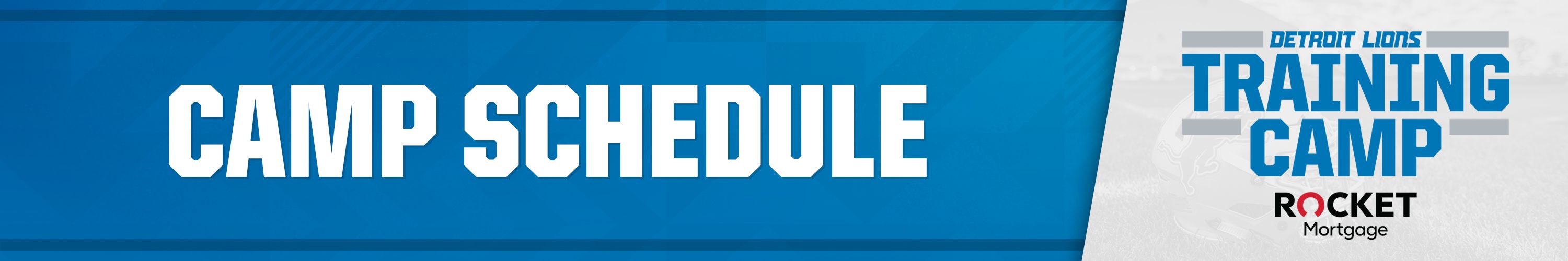 Detroit Lions - Here's the schedule for upcoming Training Camp--please note  the new times for Aug. 9 and Aug. 16. See y'all out there! Rocket Mortgage