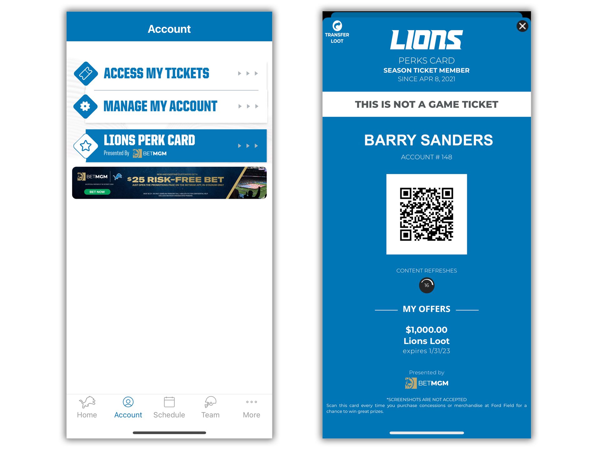 Detroit Lions Lions Perks  Detroit Lions 