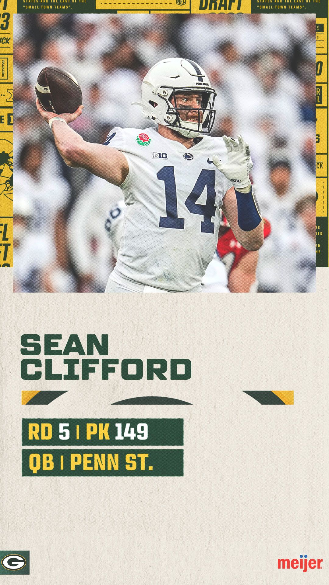 Round 5 - Pick 15: Sean Clifford, QB, Penn State (Green Bay