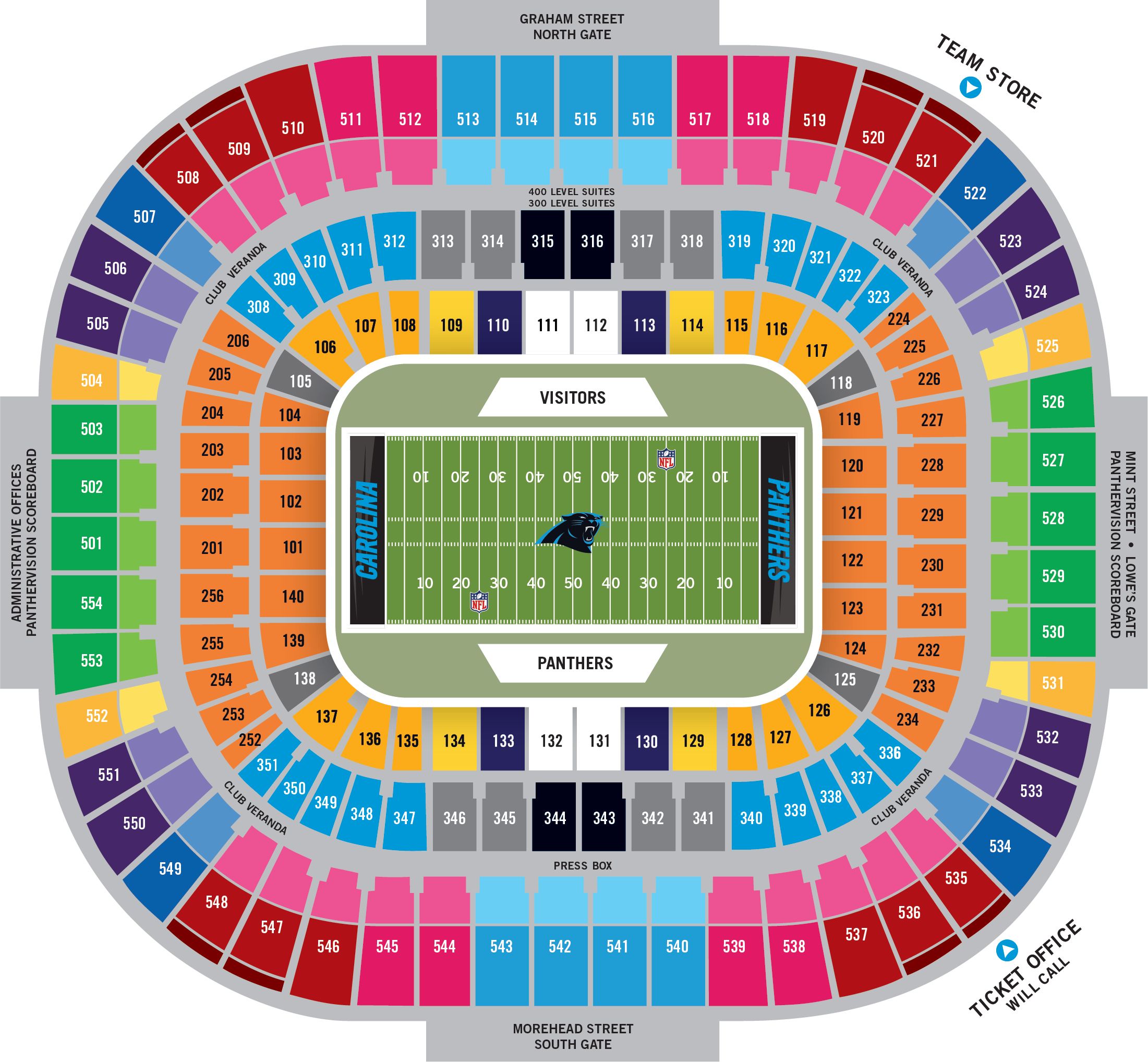Carolina Panthers Stadium Map Stadium Diagram | Carolina Panthers   Panthers.com