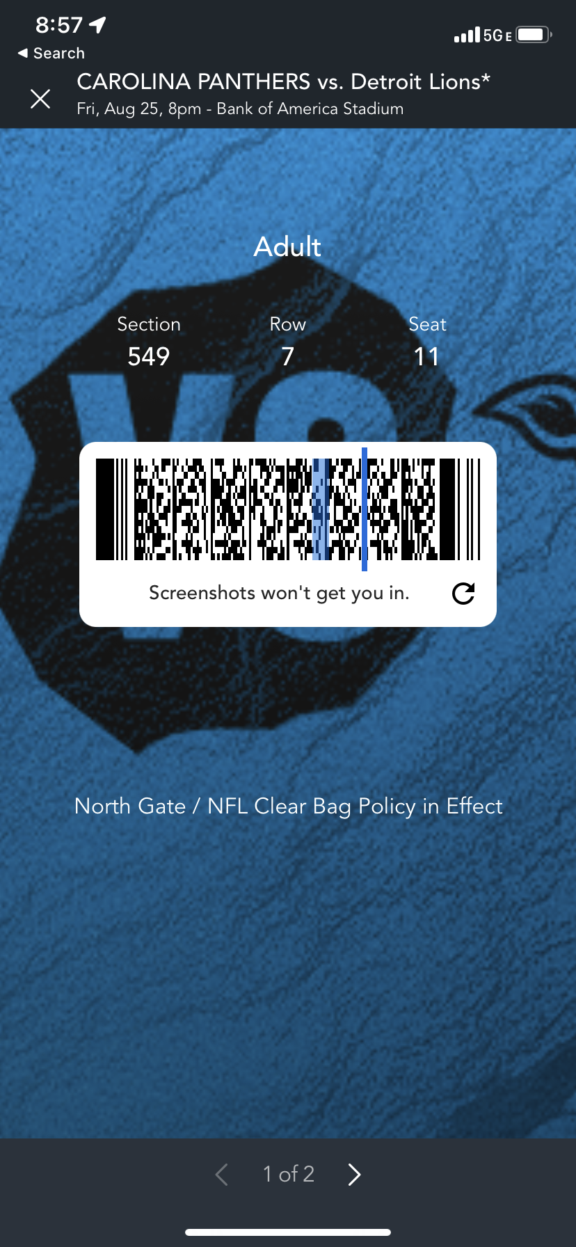 How to use Carolina Panthers mobile tickets