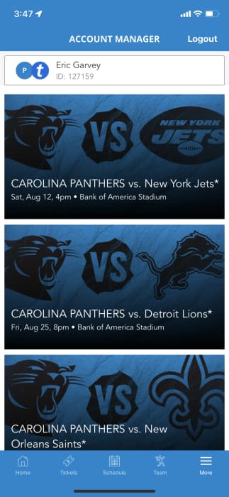 myPanthers Account  Carolina Panthers Account Manager