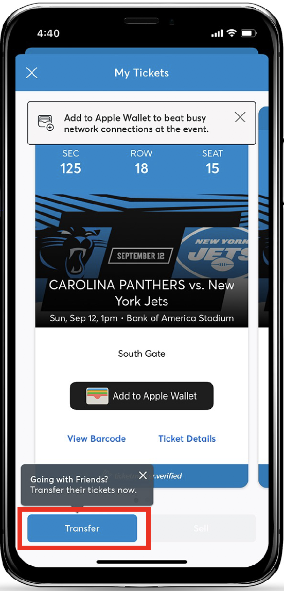 Panthers Mobile Ticket Guide  Carolina Panthers 