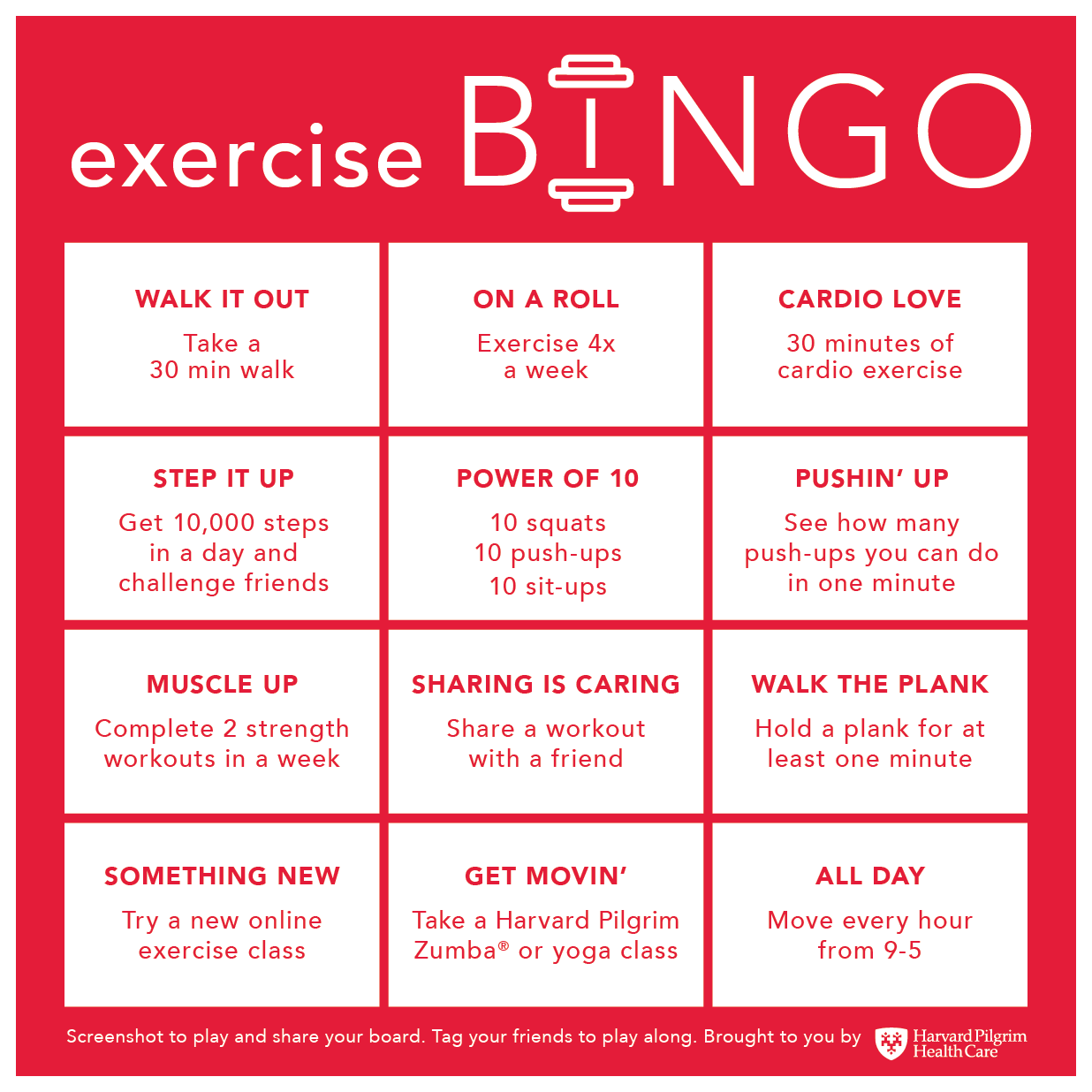 Exercise Bingo
