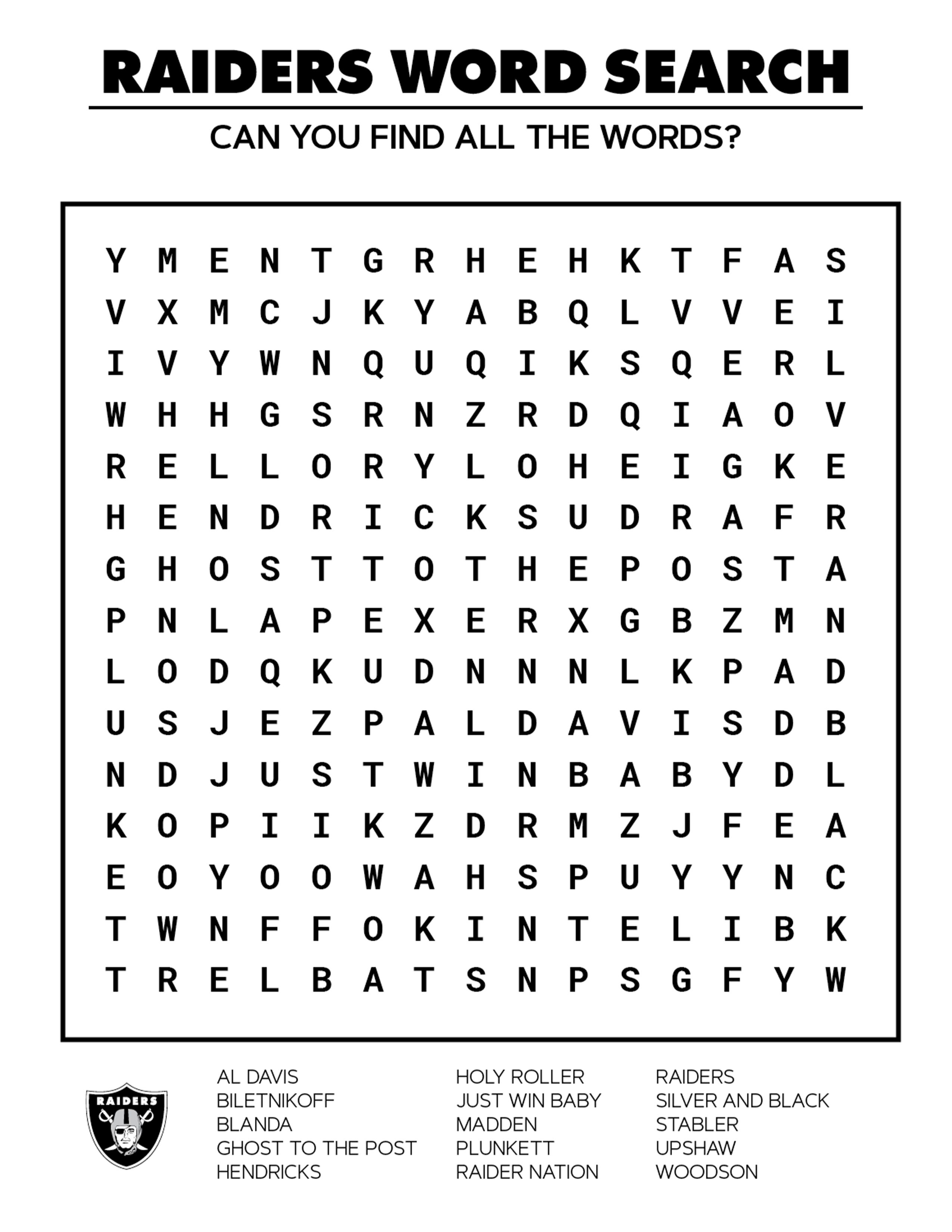 NFL Teams Word Search