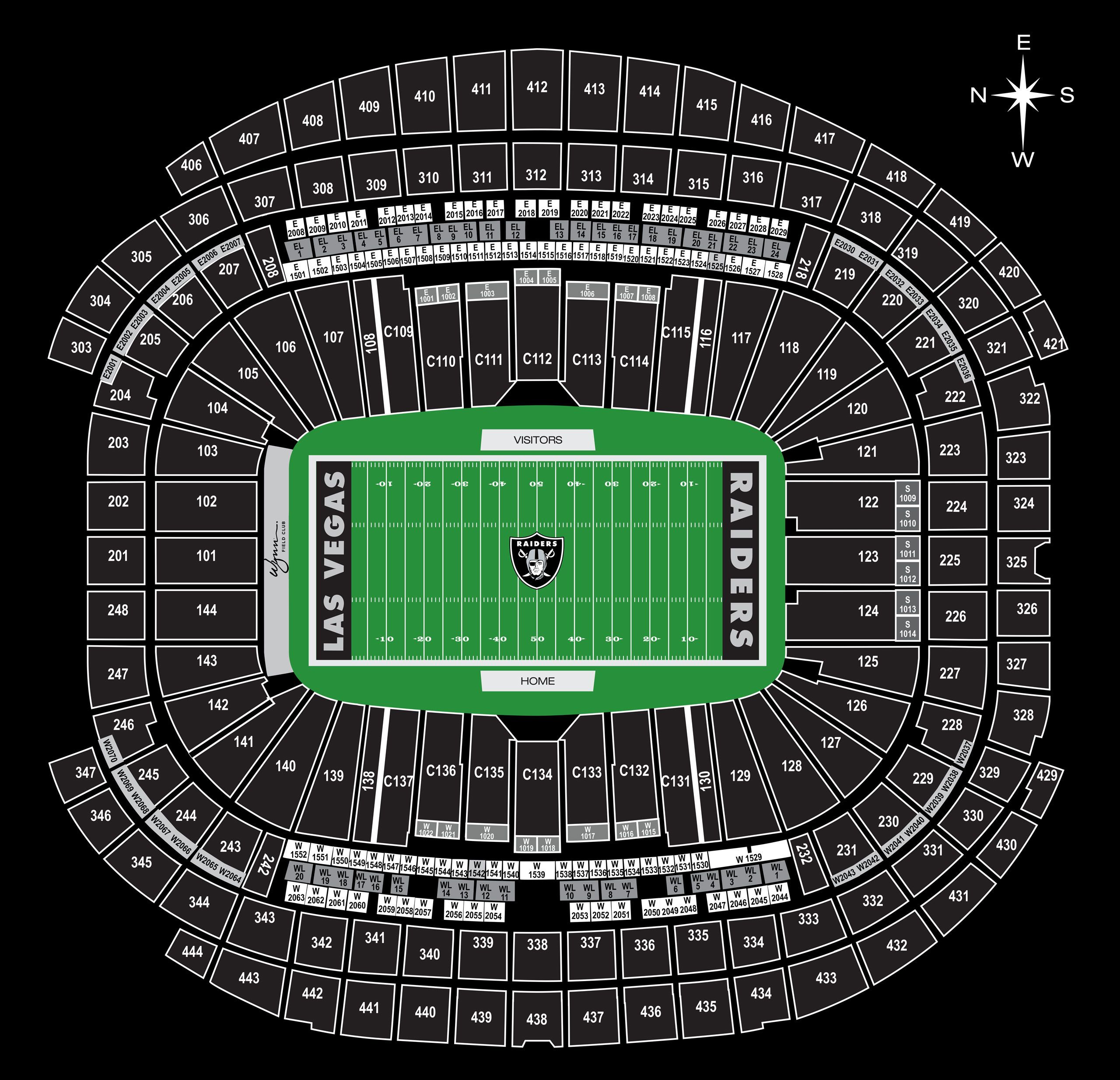 Seating and Pricing Map for Allegiant Stadium, Las Vegas Raiders