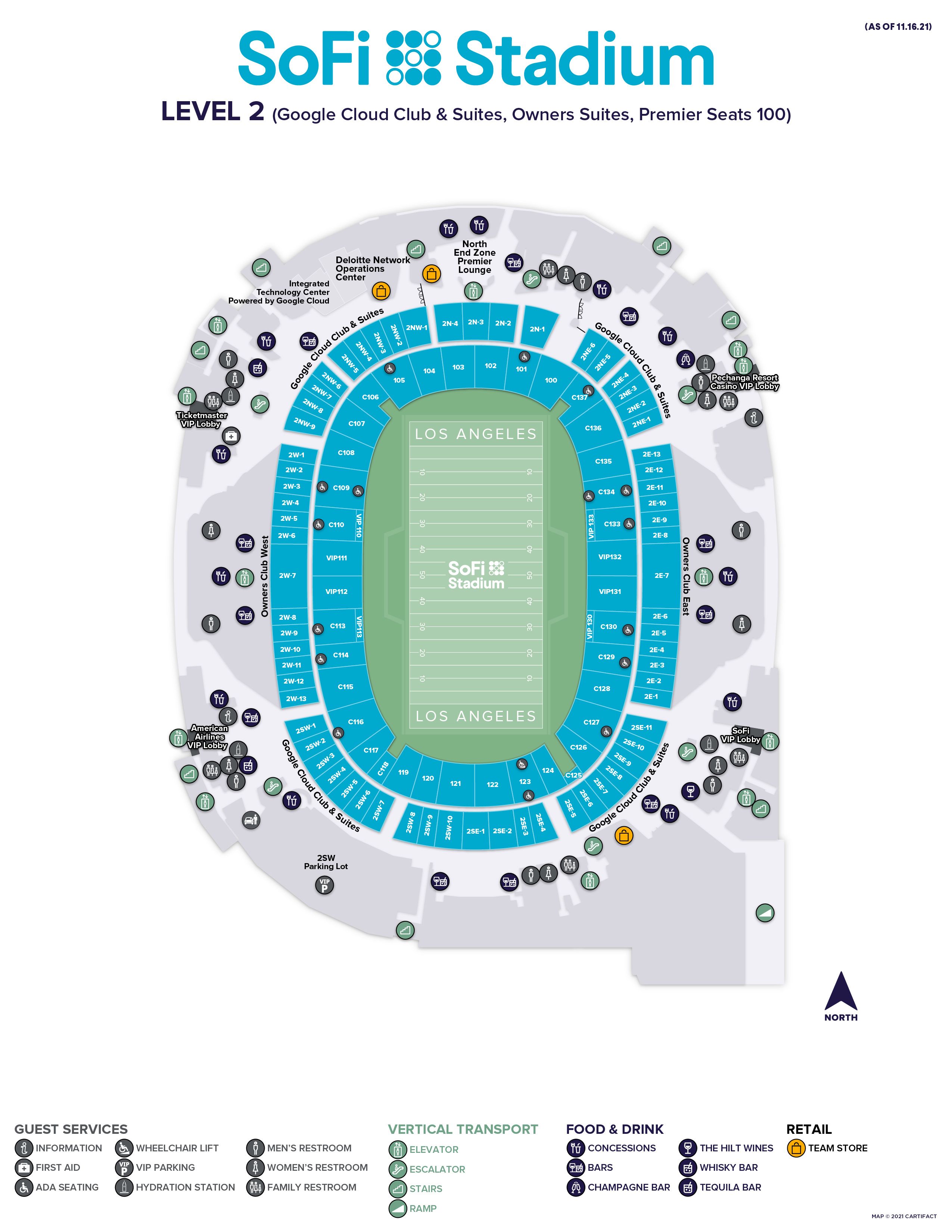 SoFi Stadium Map  Los Angeles Chargers 