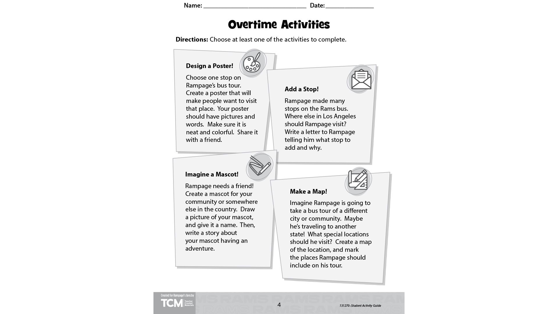 Rampage's Overtime Activities Sheet!
