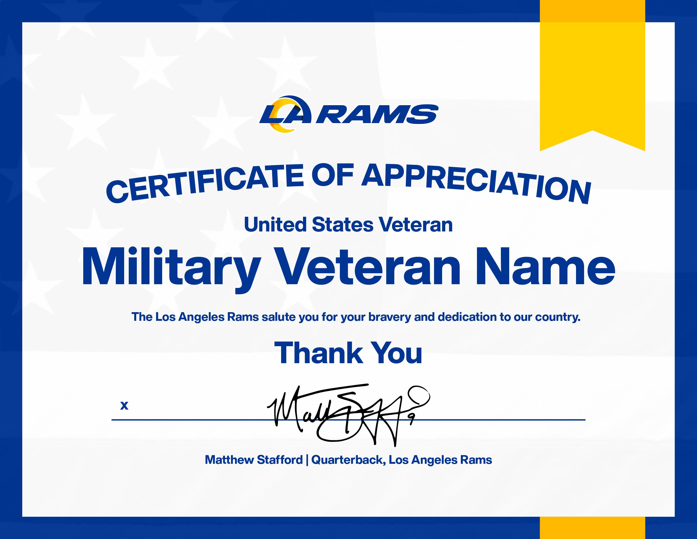 LA Rams Salute the service of military members during game - High Desert  Warrior - Ft Irwin