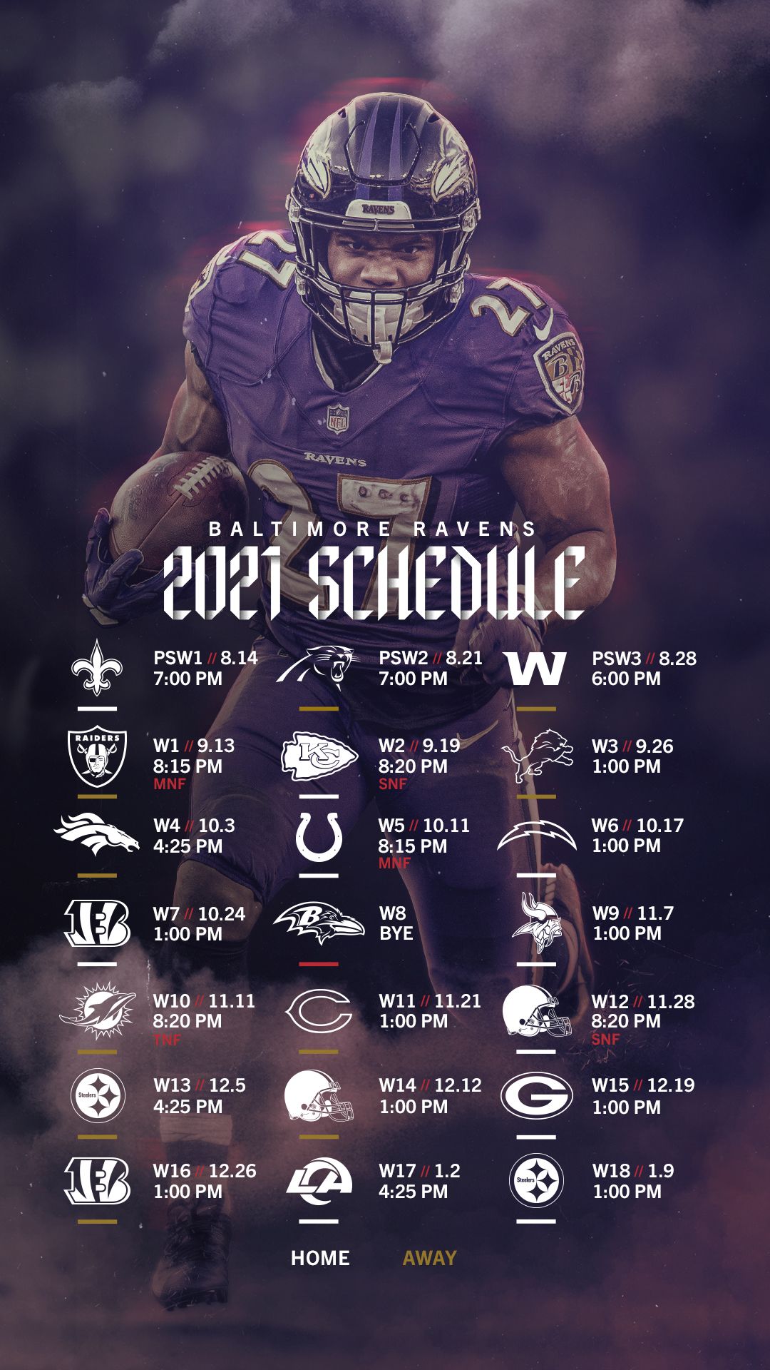 2021-2022 Kansas City Chiefs Lock Screen Schedule for iPhone 6-7-8 Plus