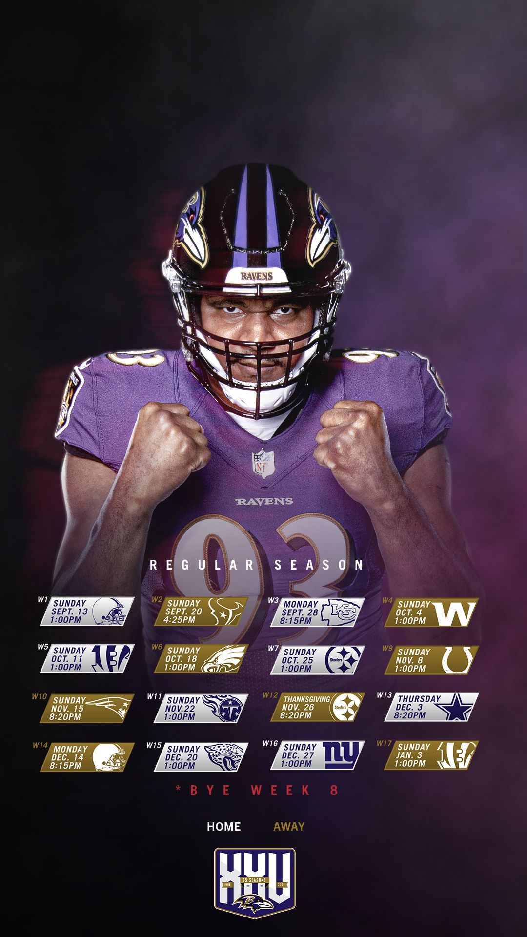 2021-2022 Baltimore Ravens Lock Screen Schedule for iPhone 6-7-8 Plus