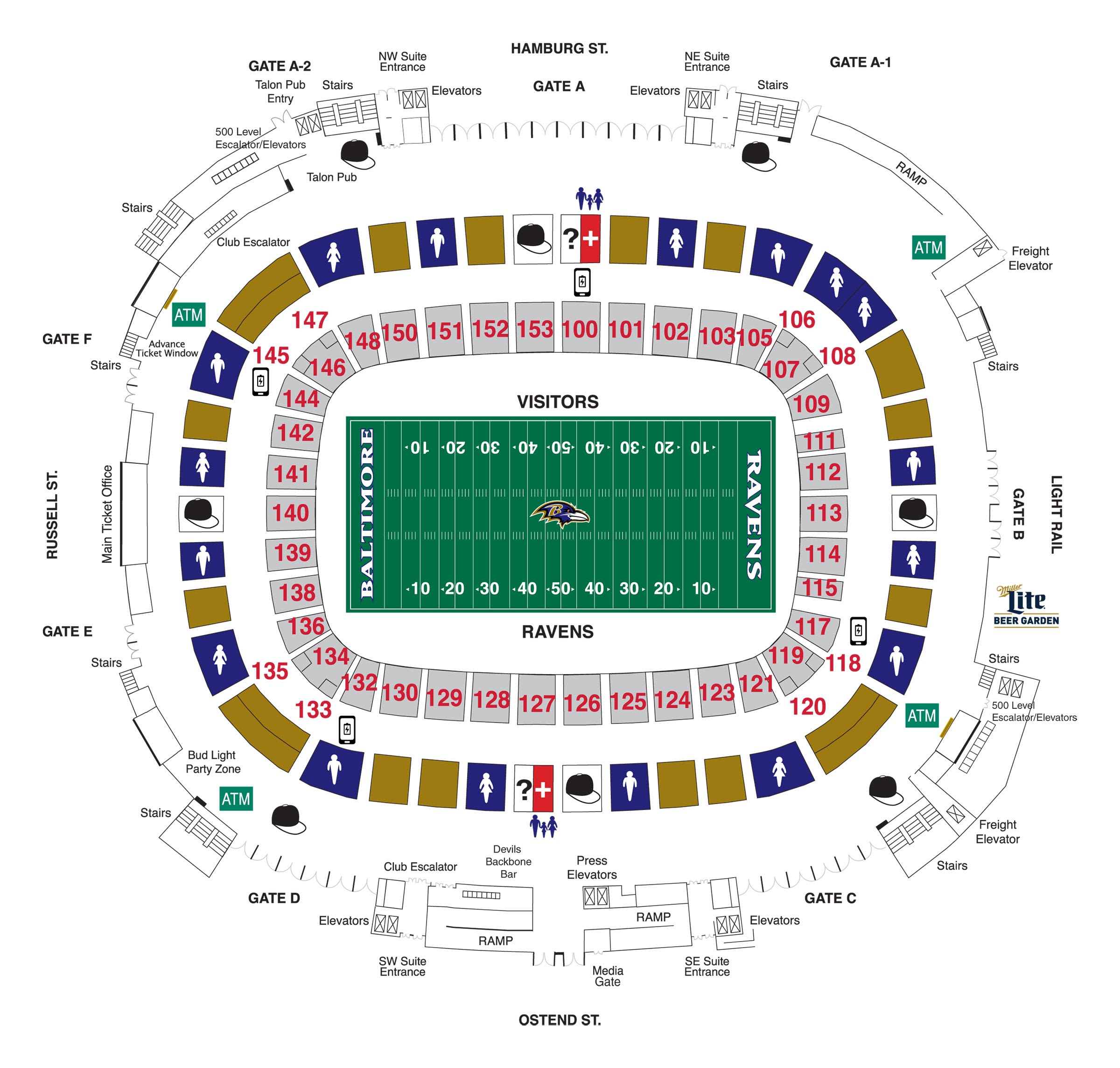 Baltimore Ravens Stadium Map M&T Bank Stadium Diagrams | Baltimore Ravens – baltimoreravens.com