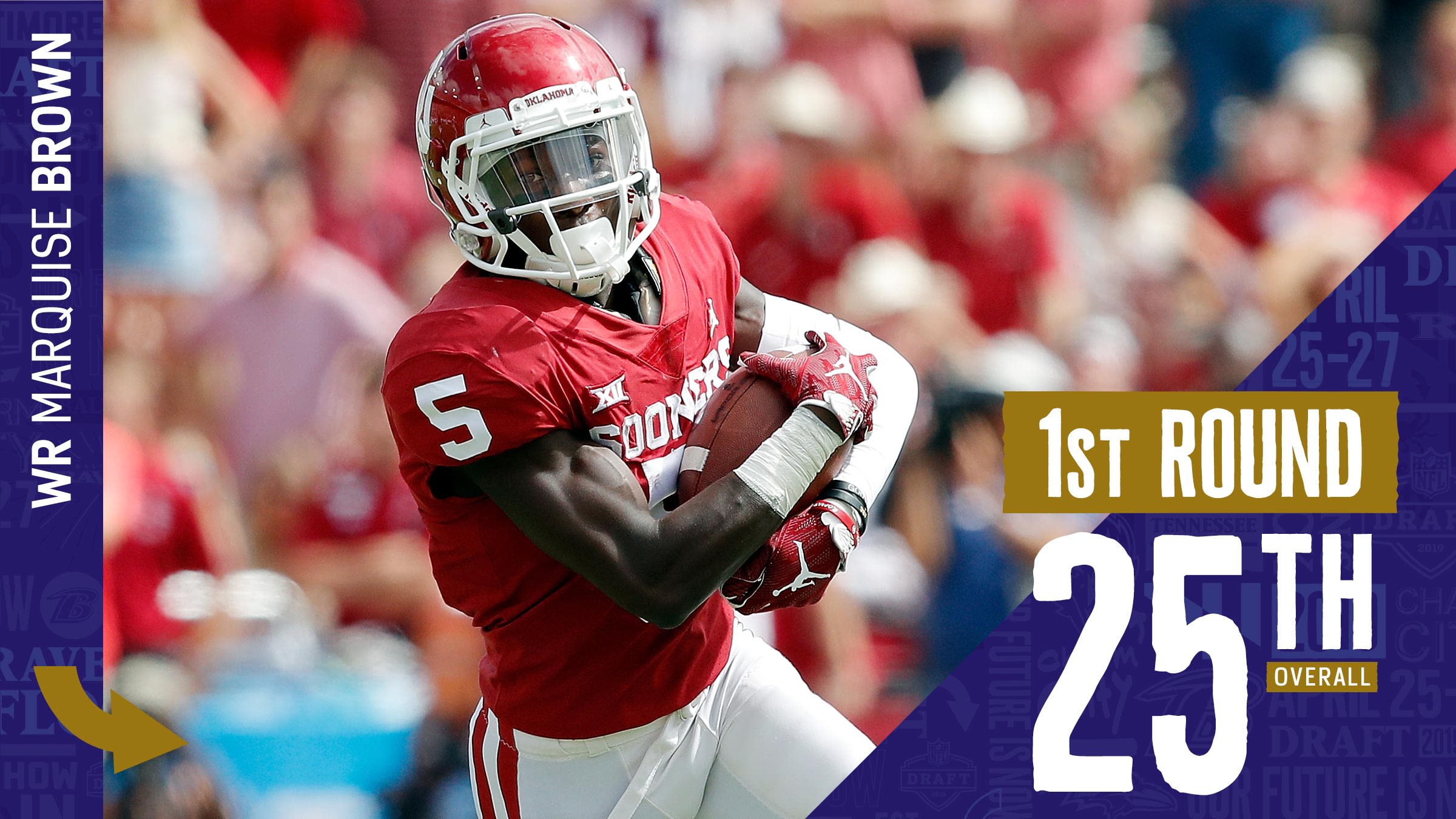 Former Oklahoma WR Marquise 'Hollywood' Brown taken No. 25 overall in NFL  draft by Baltimore Ravens