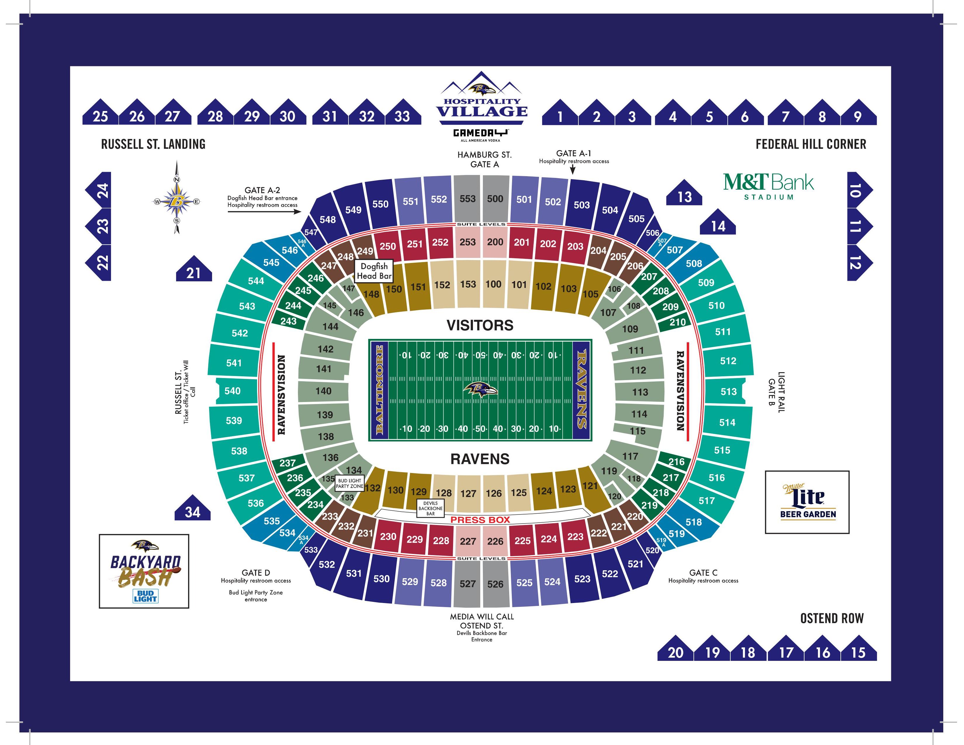 Ravens Parking Lot Map M&T Bank Stadium Diagrams | Baltimore Ravens – Baltimoreravens.com