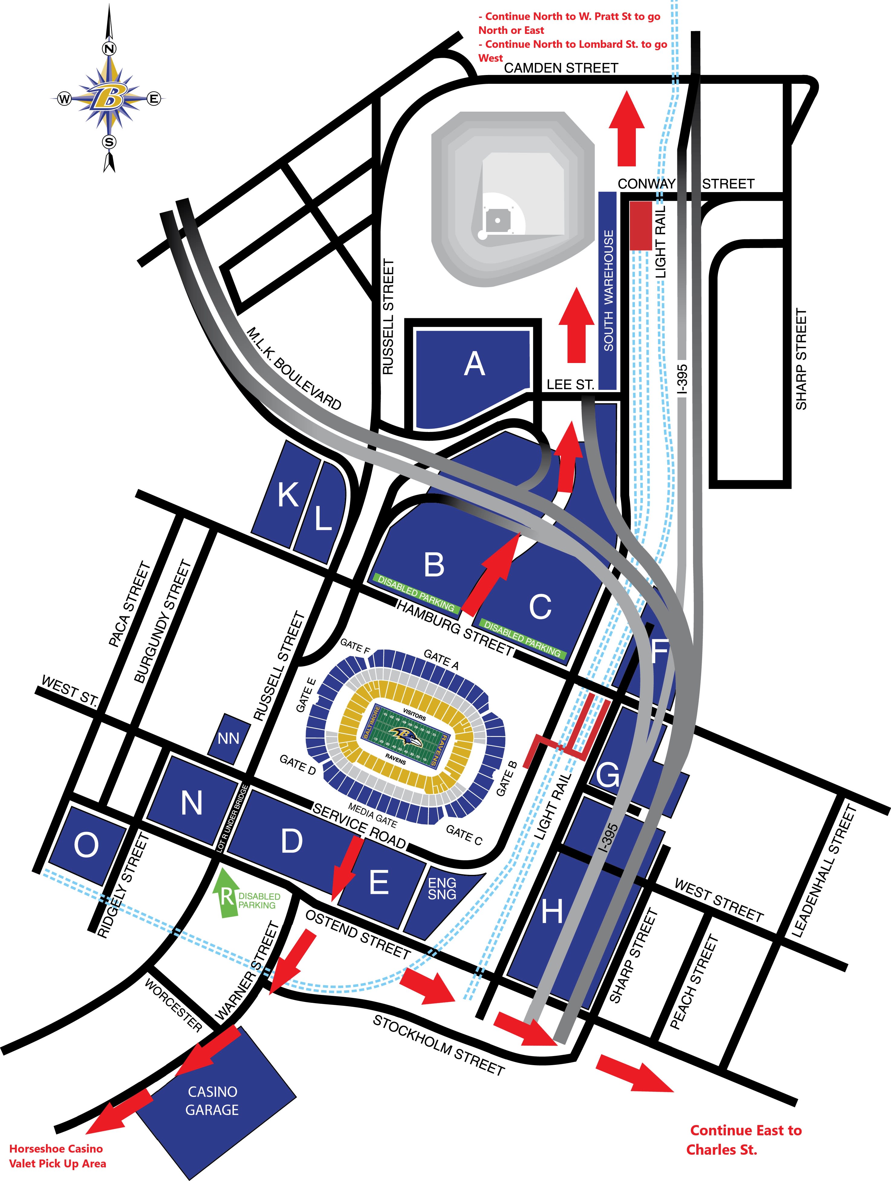 Baltimore Ravens Seating Chart Map at M & T Bank Stadium