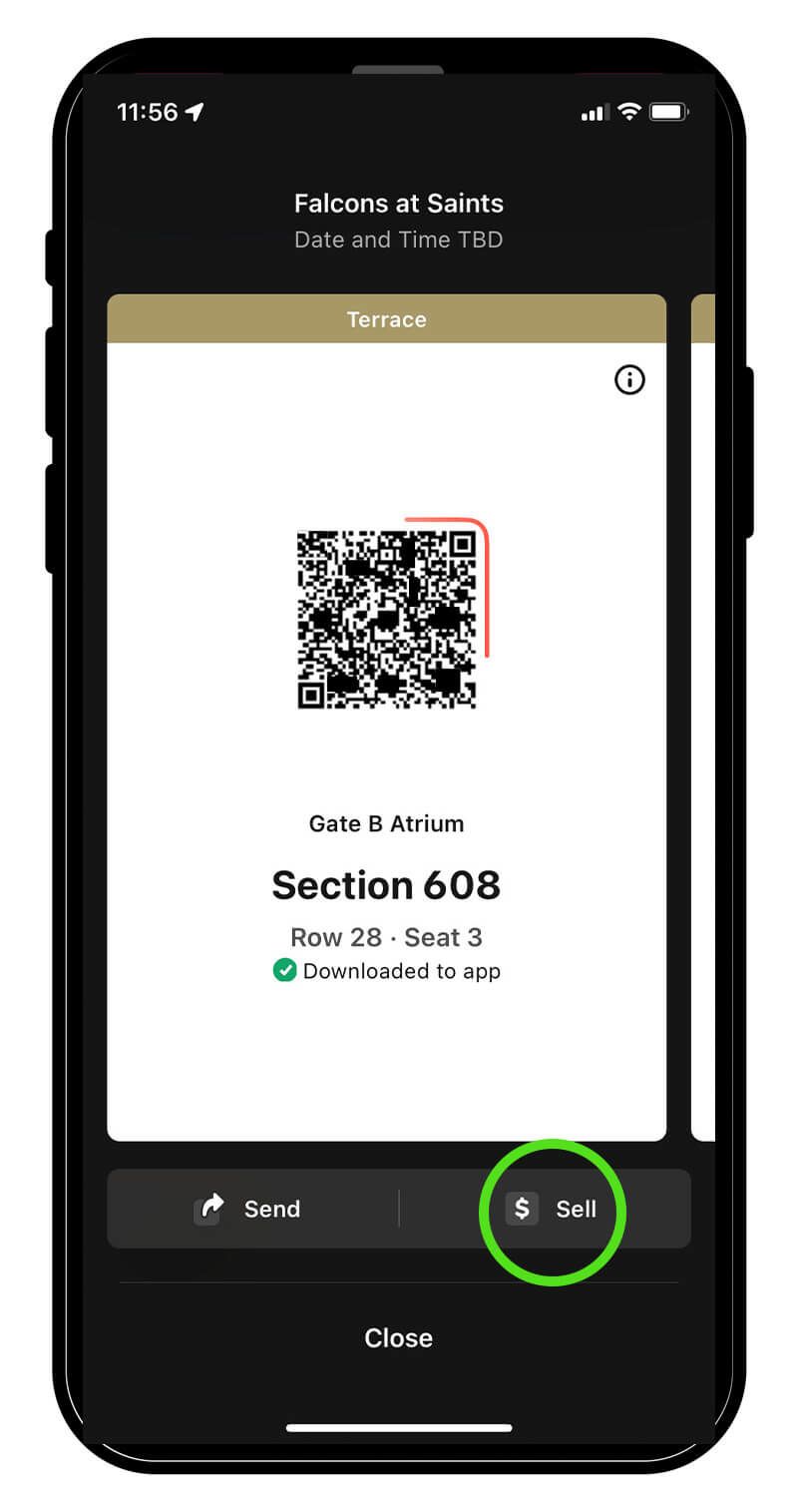 Select the Saints game you wish to sell tickets for and choose "Sell" below.