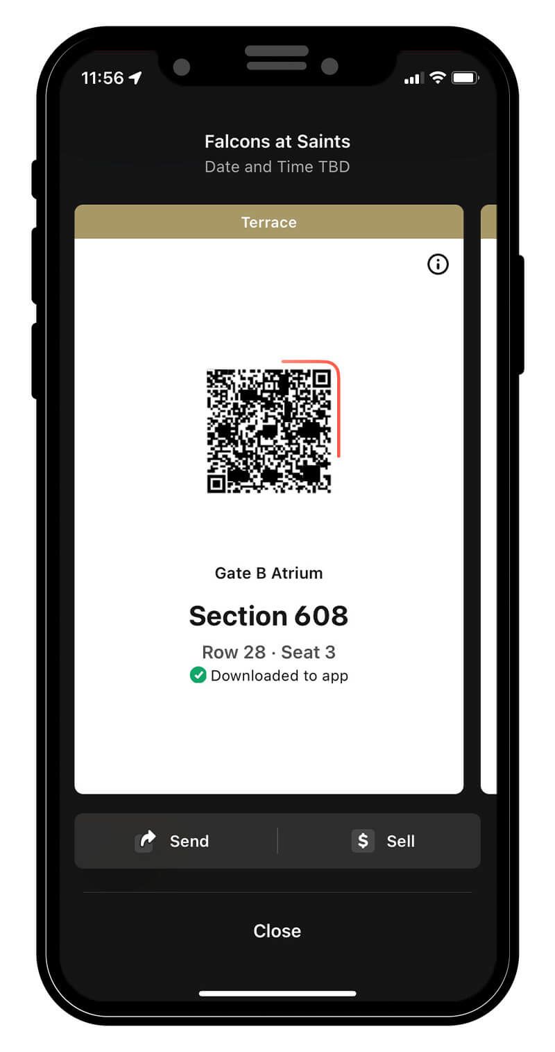 Each event will contain all available tickets and parking passes for that event. Swipe right for each ticket and present to scan upon entry.