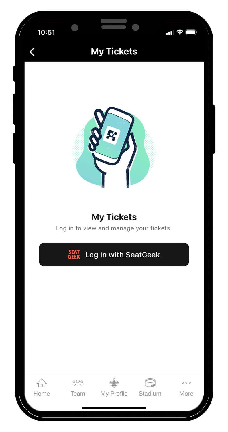 Tap "Log in with SeatGeek" which will re-direct you to the SeatGeek login screen to authenticate your information.
