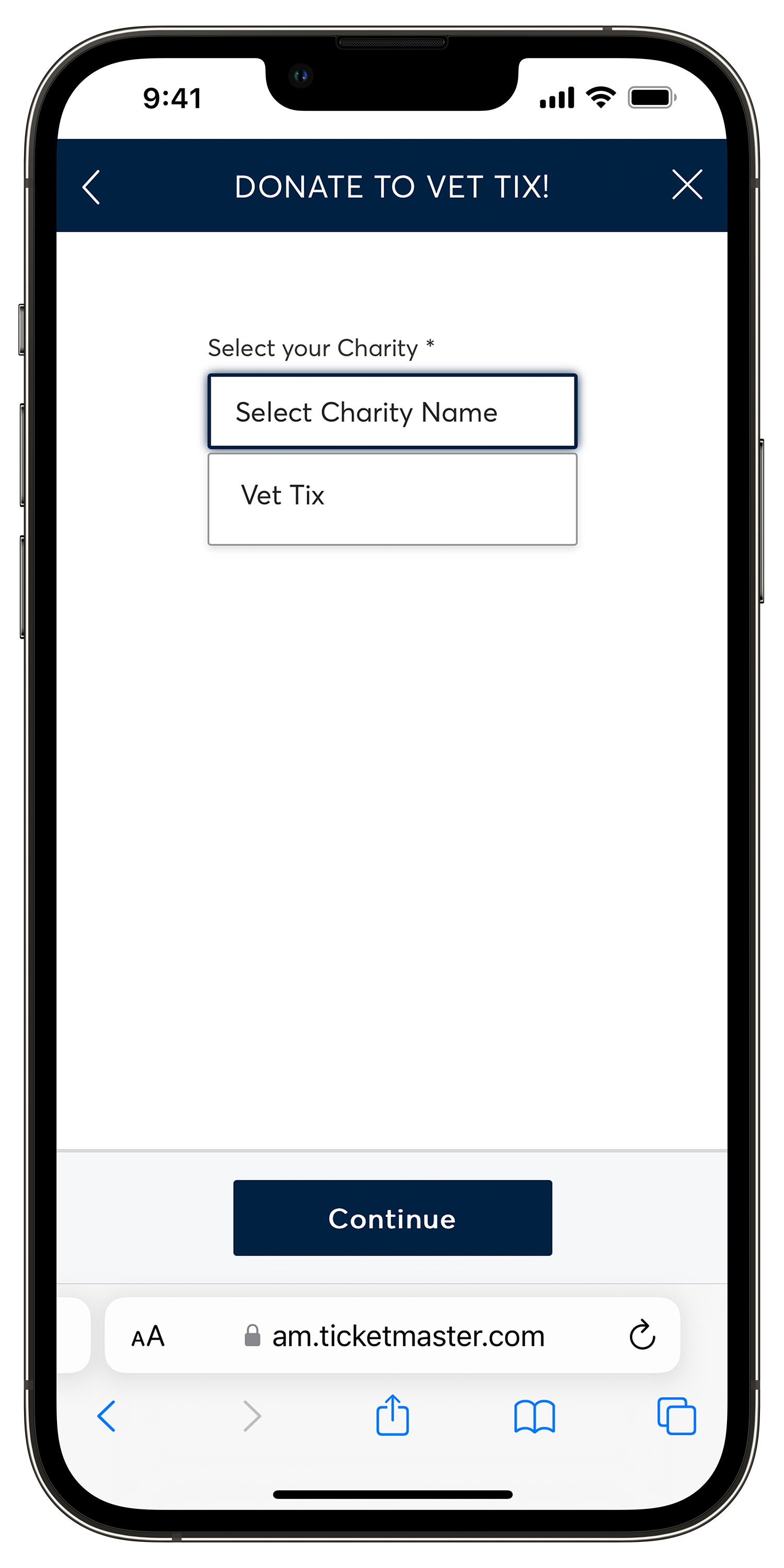The Seahawks Account Manager Charity Selection Page