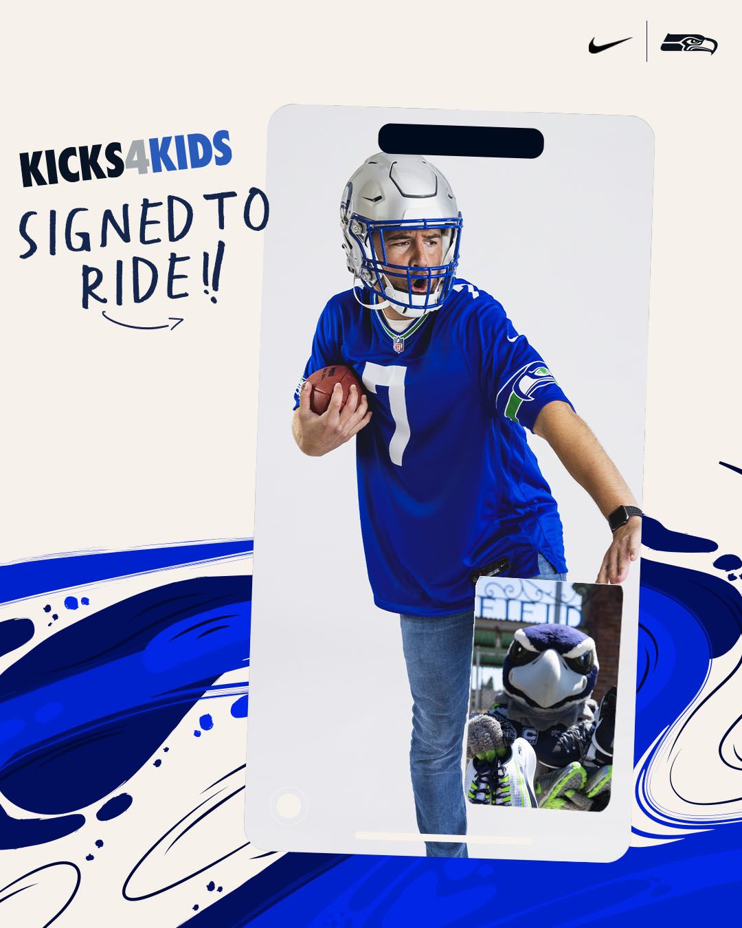 Seahawks mascot Blitz's 'Kicks 4 Kids' scoot across Washington