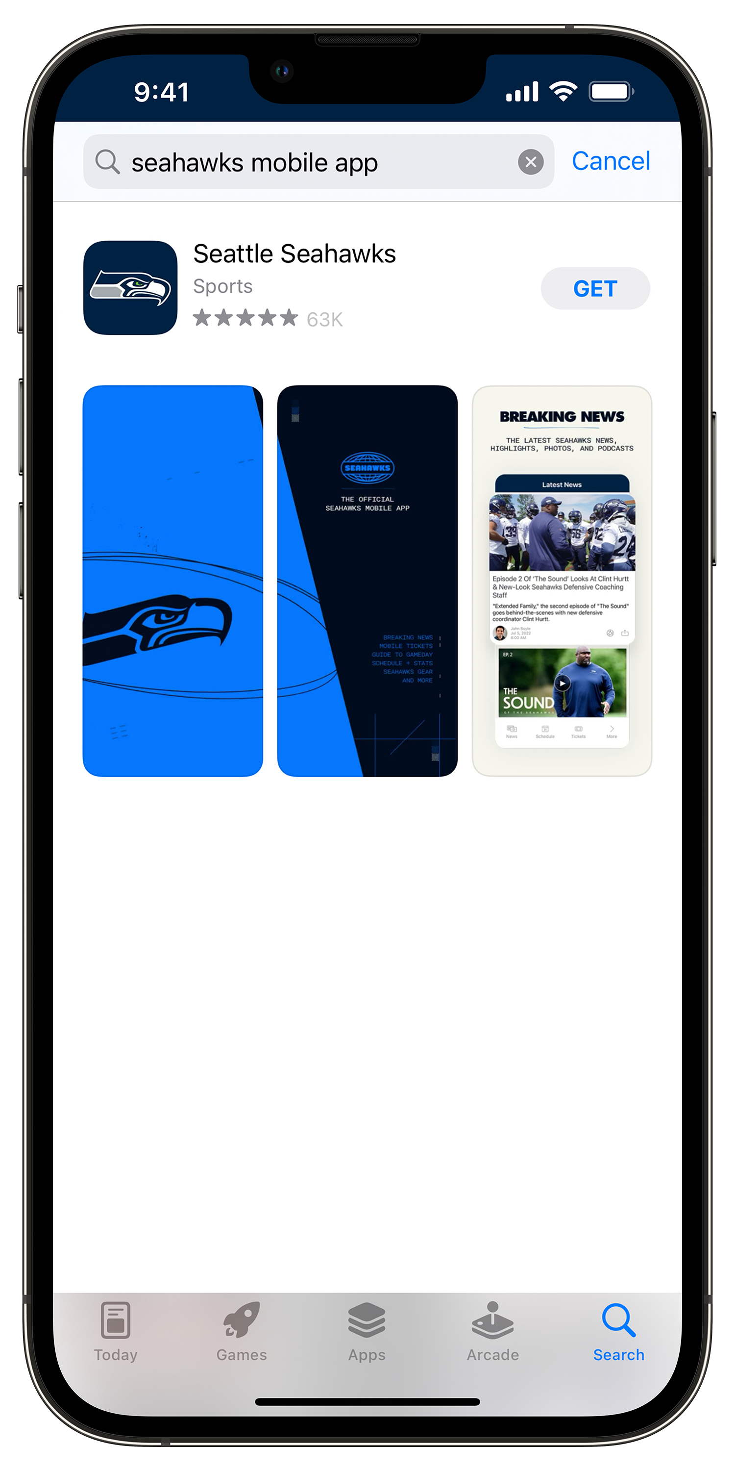 Seahawks Mobile App for iPhone, Android, iPad