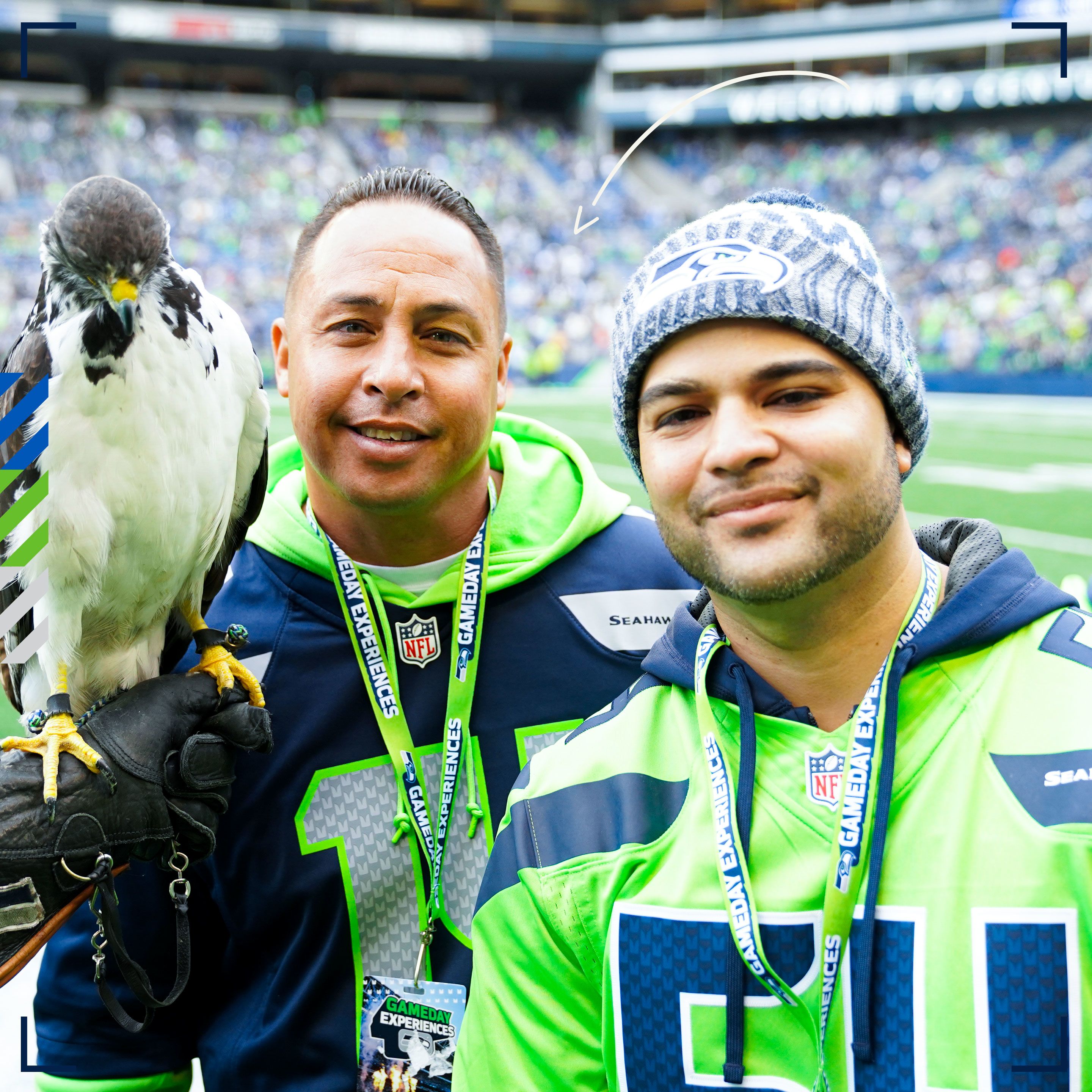 Getting our spirit on at the Seahawks Pro Shop - New Day NW