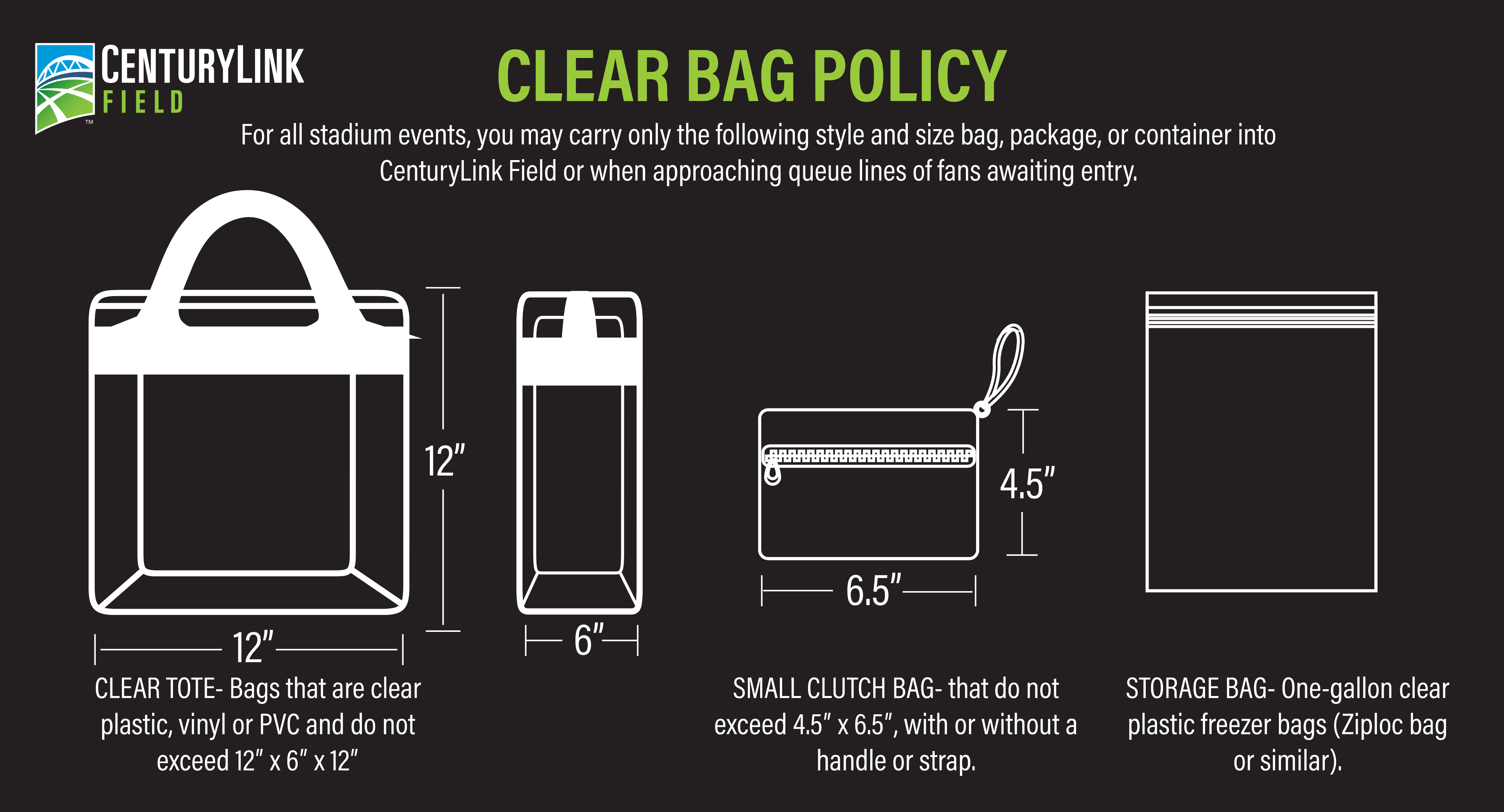 size of purse for nfl games