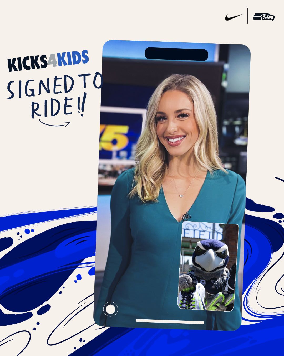 Seahawks mascot Blitz's 'Kicks 4 Kids' scoot across Washington state begins  Monday