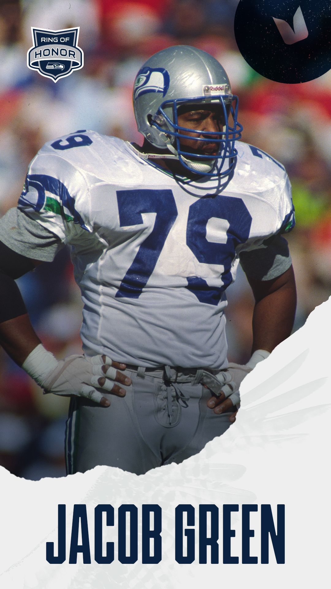 JACOB GREEN SIGNED SEATTLE SEAHAWKS 8x10 PHOTO #3 - RING OF HONOR MEMBER  w/PROOF