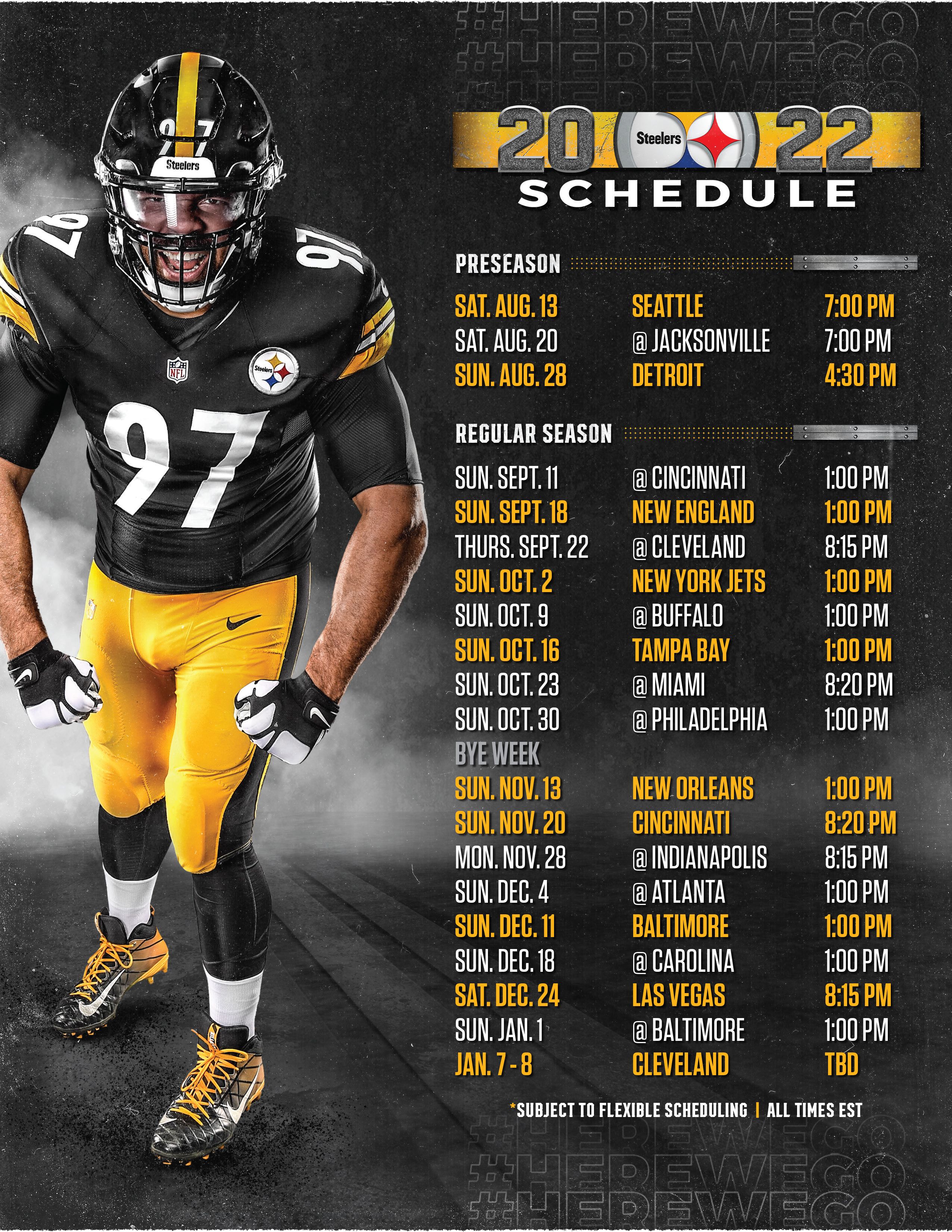 NGT: Weird '22 schedule quirk- Steelers never leave the EST