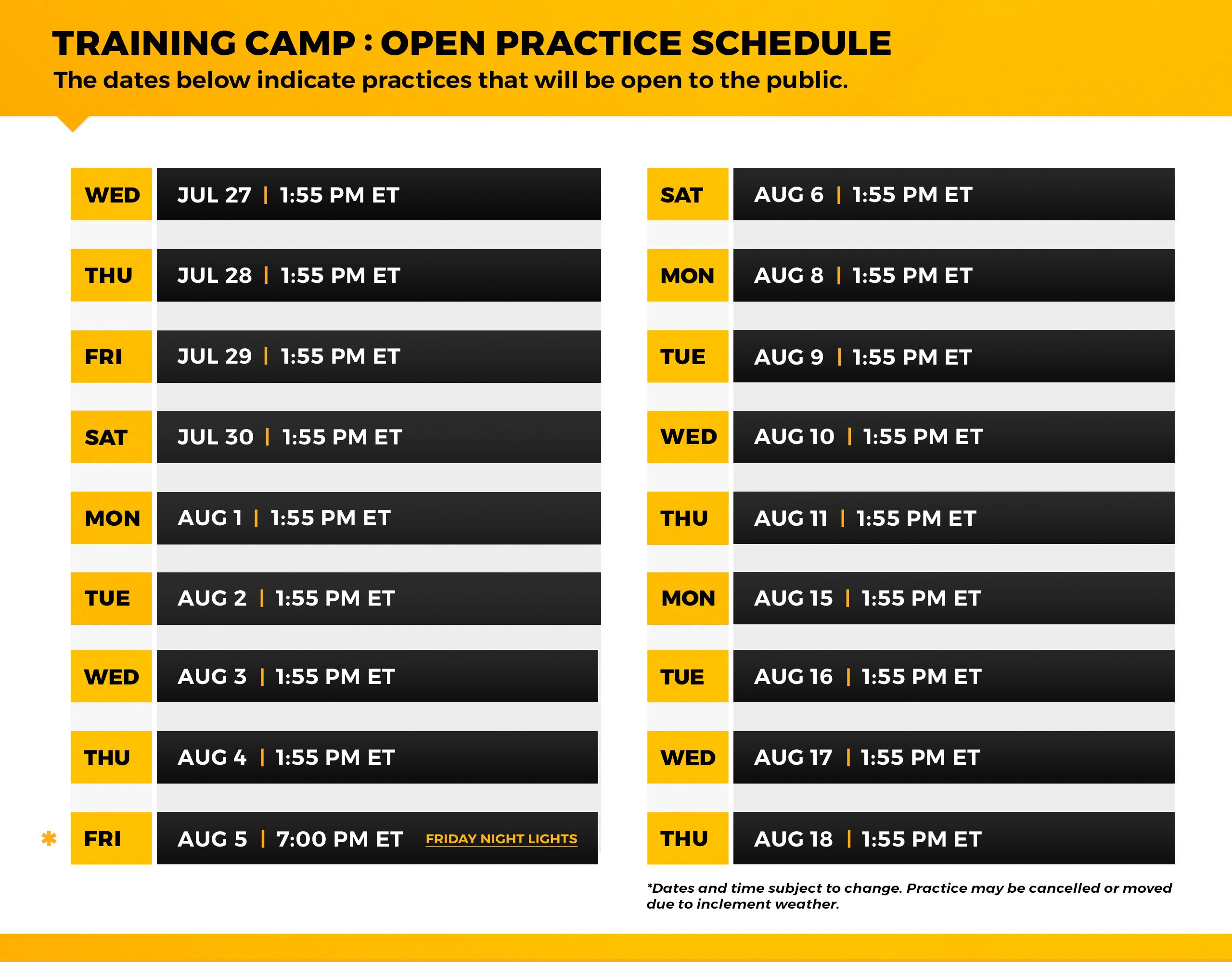 Steelers Release 2022 Training Camp Schedule - Steelers Depot