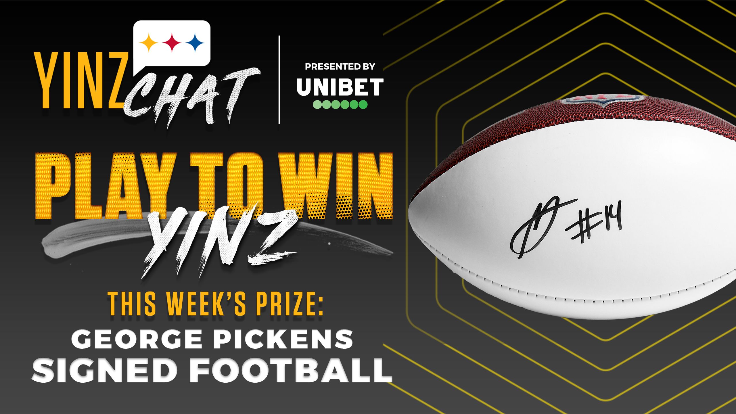 Play YinzChat for a chance to win a George Pickens signed football!