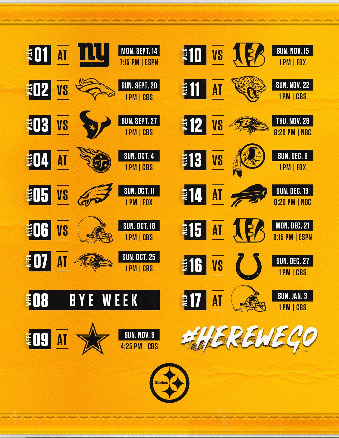 Steelers Schedule | Pittsburgh Steelers 