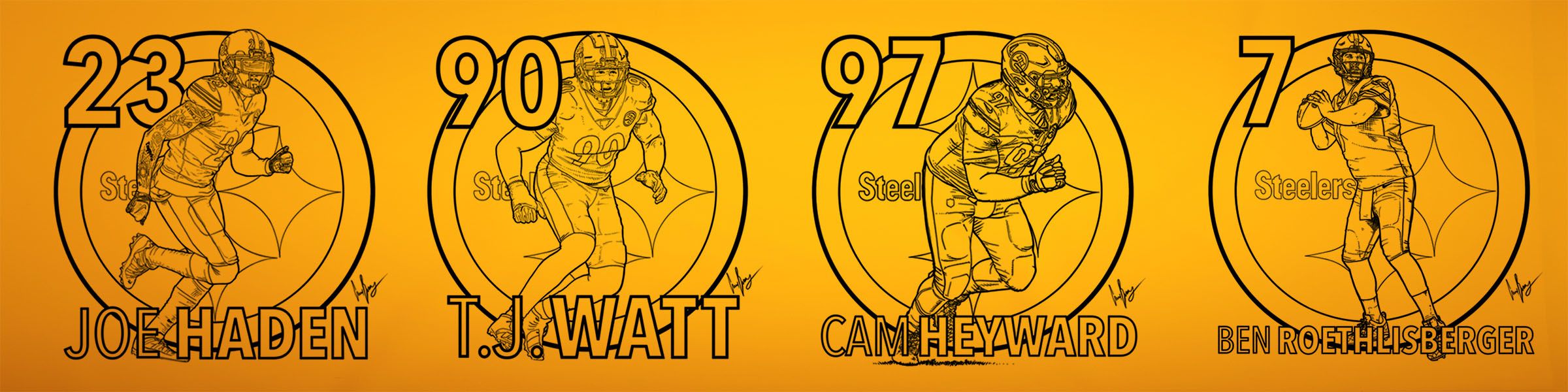 TJ Watt Pittsburgh Steelers Football Art Illustrated Poster 