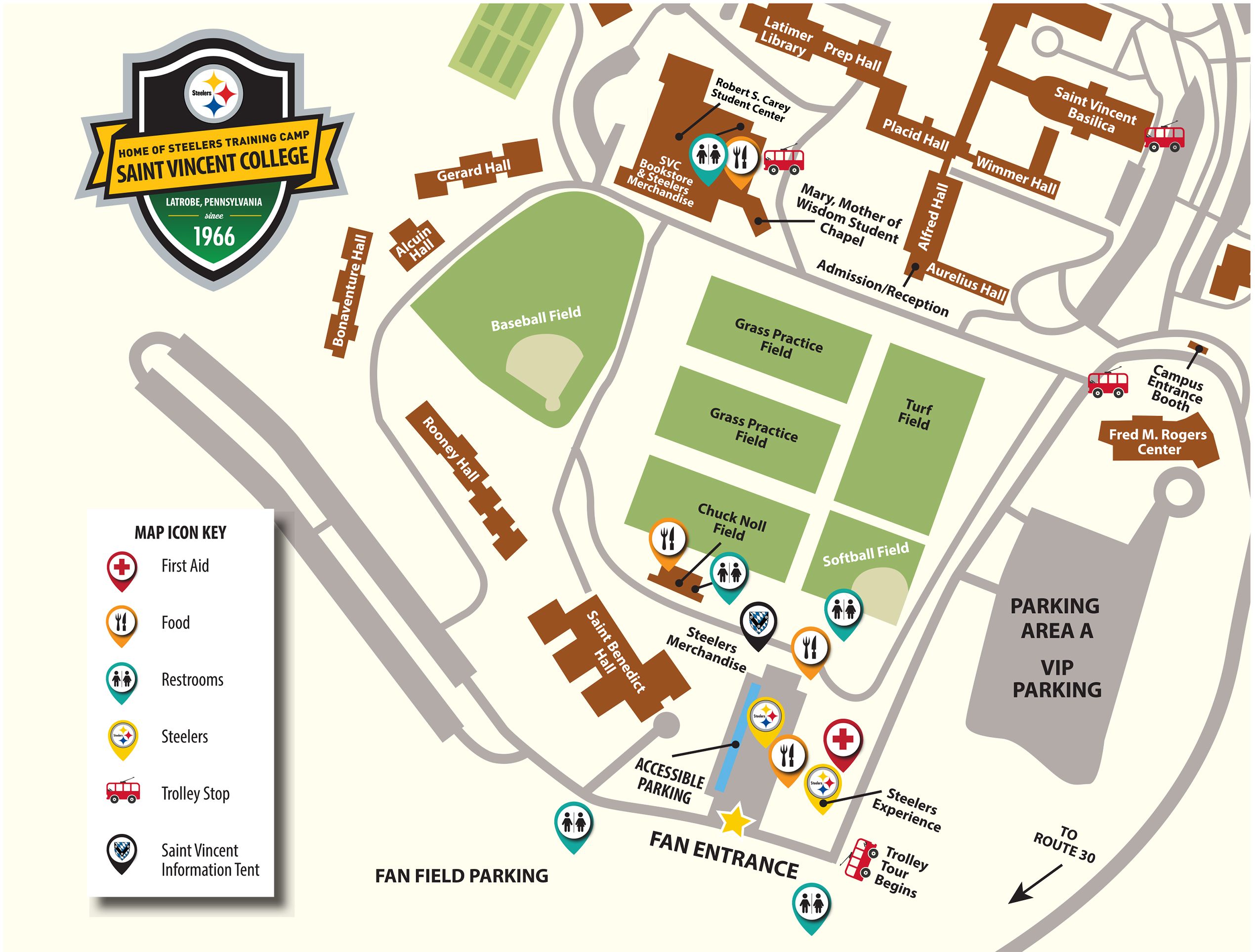 Saint Vincent College Map Training Camp Parking And Directions