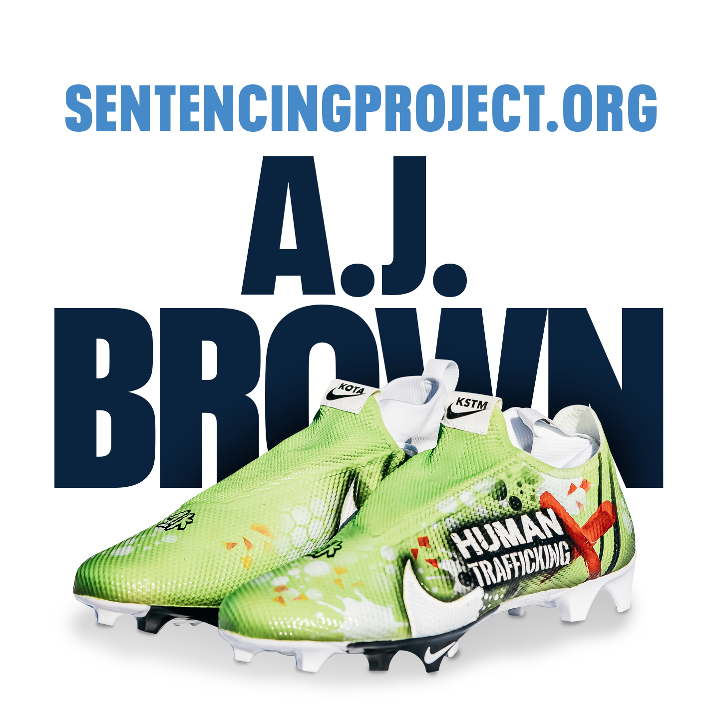 A.J. Brown was forced to change his highlighter green cleats on