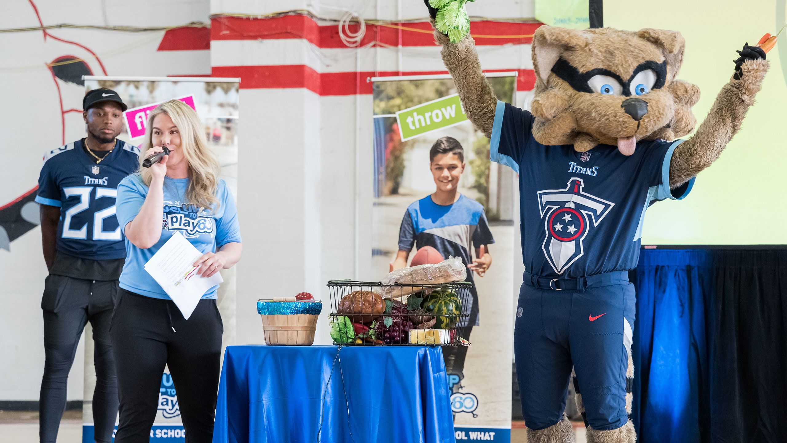 T-Rac, the Tennessee Titans mascot, performs before an NFL