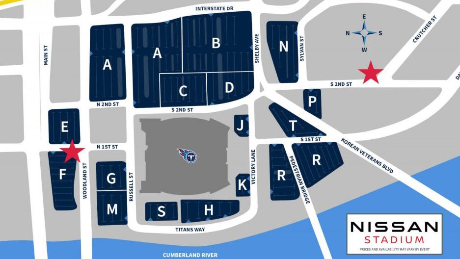 Ravens Parking Lot Map Nissan Stadium Parking | Tennessee Titans - Tennesseetitans.com