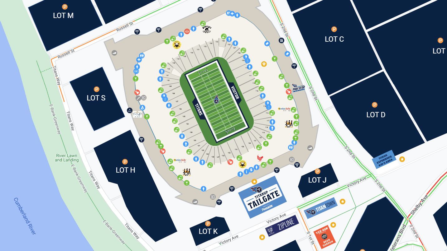 Tennessee Titans Parking Lots & Passes at Nissan Stadium