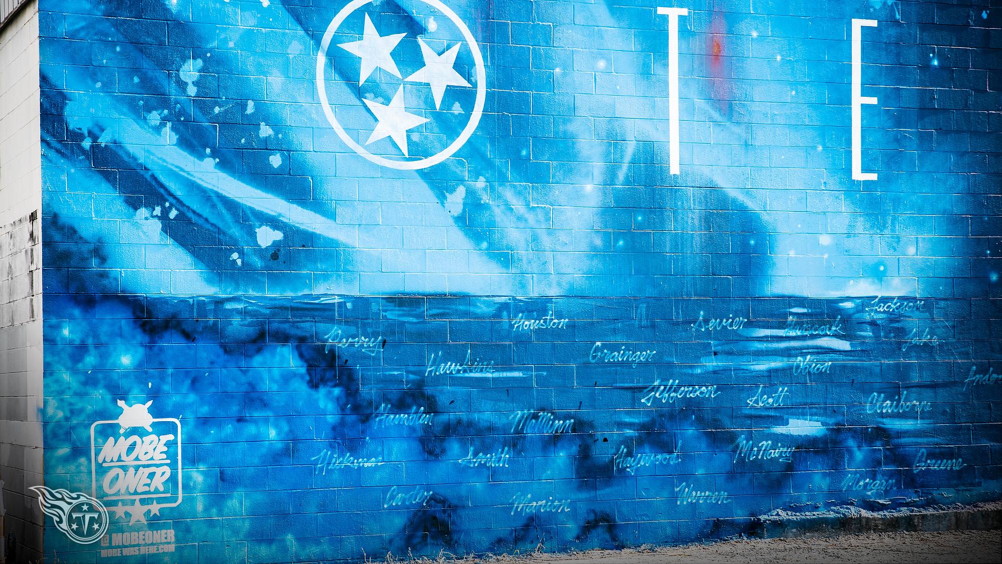 NASHVILLE, TN - SEPTEMBER 11, 2020 - Titans mural wall in downtown Nashville in Nashville, TN. Photo By Donald Page/Tennessee Titans