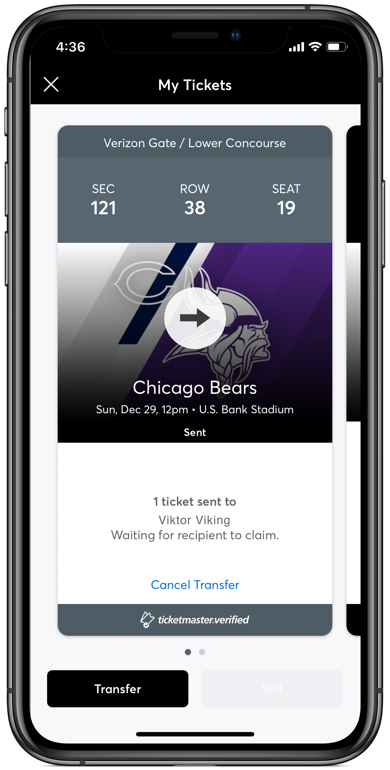 Cancel Ticket Transfer  Minnesota Vikings –