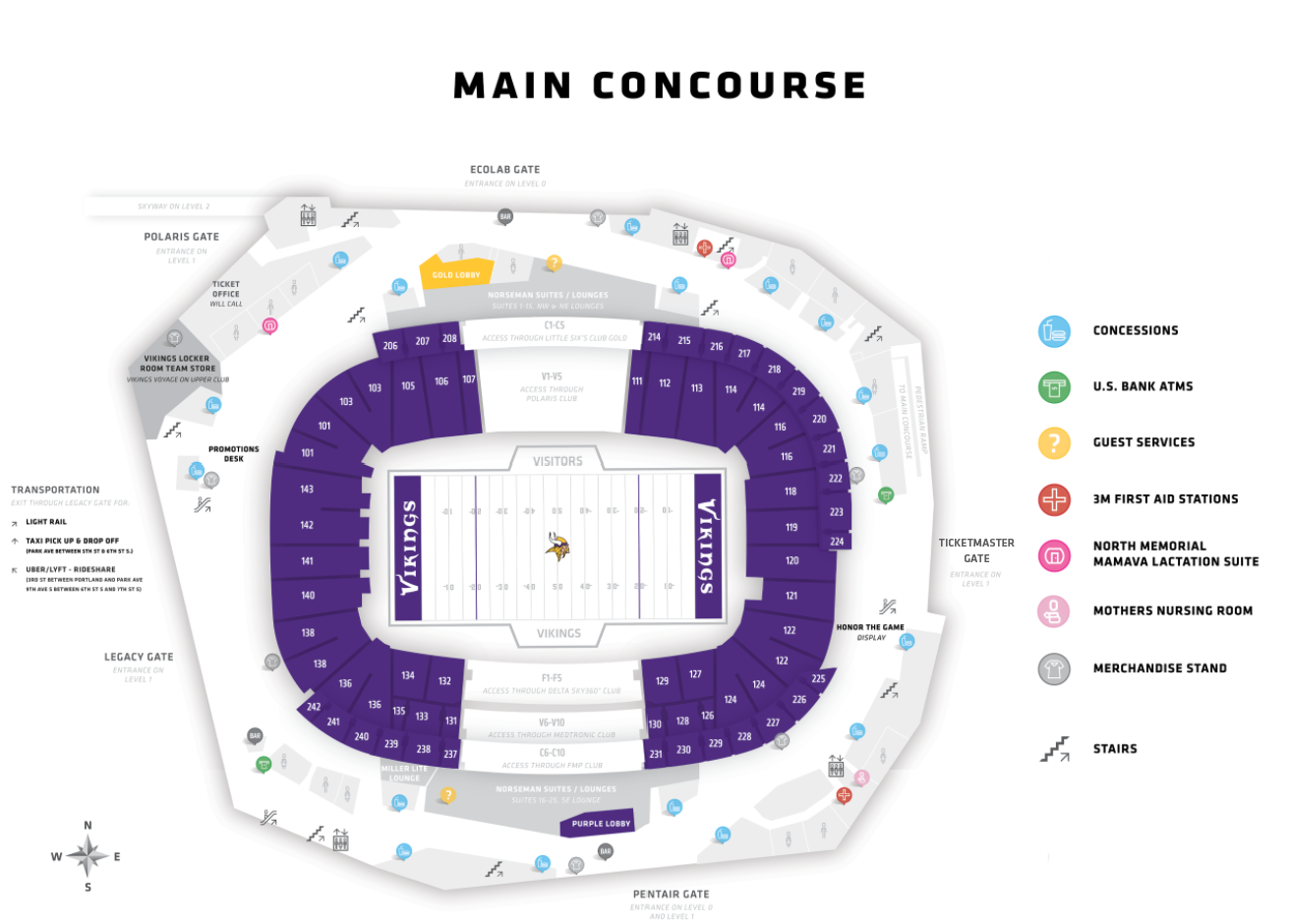 U.S. Bank Stadium Seating Chart and Map