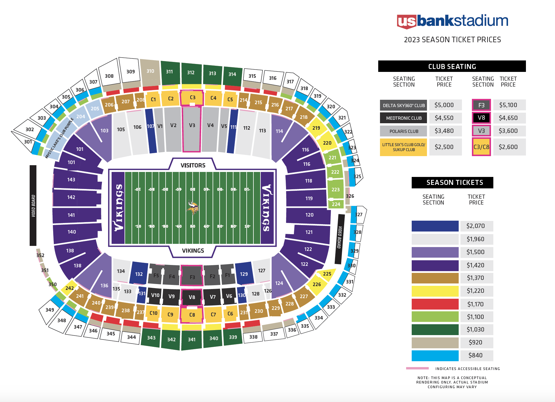 Season Ticket Seating and Pricing