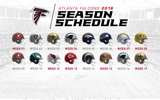 Falcons&rsquo; 2016 Regular Season Schedule Set