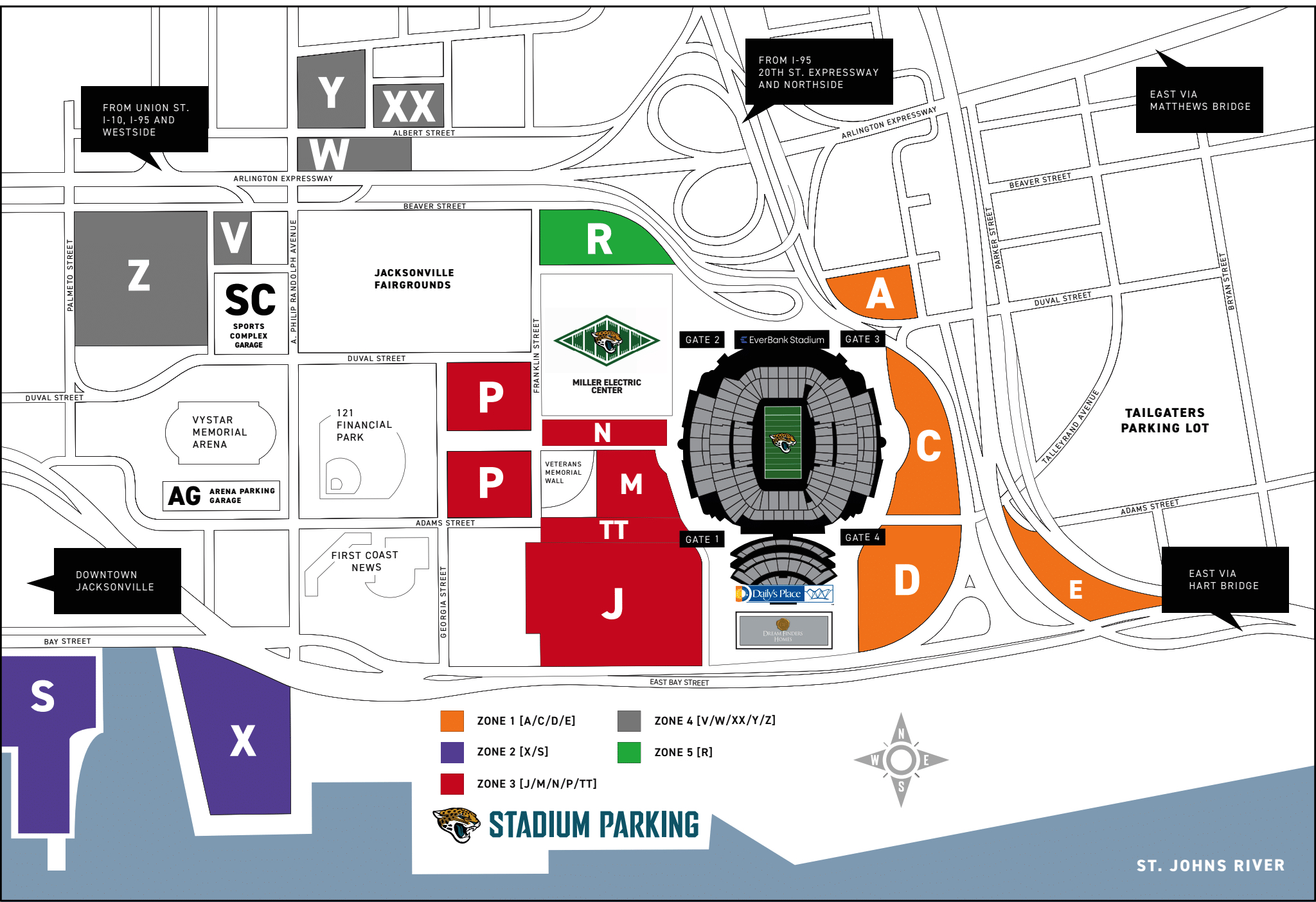 Jaguars EverBank Stadium Parking and Directions Jacksonville Jaguars