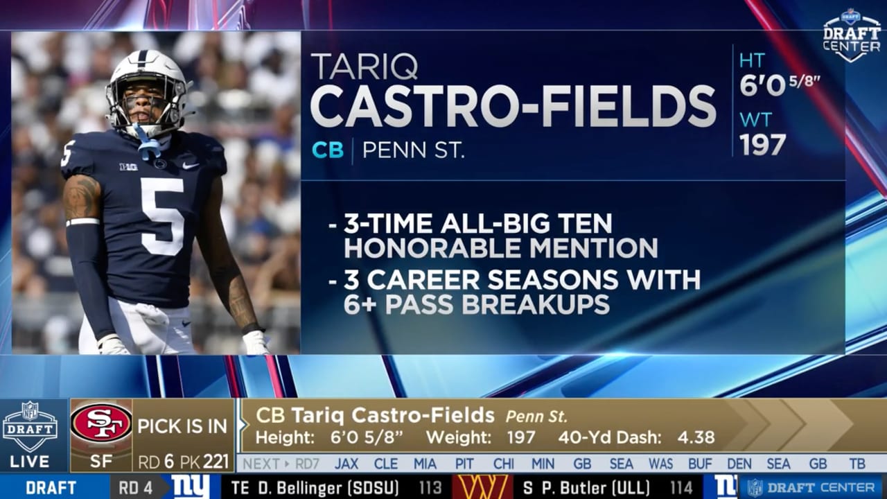 49ers pick Penn St. CB Tariq Castro-Fields in NFL draft