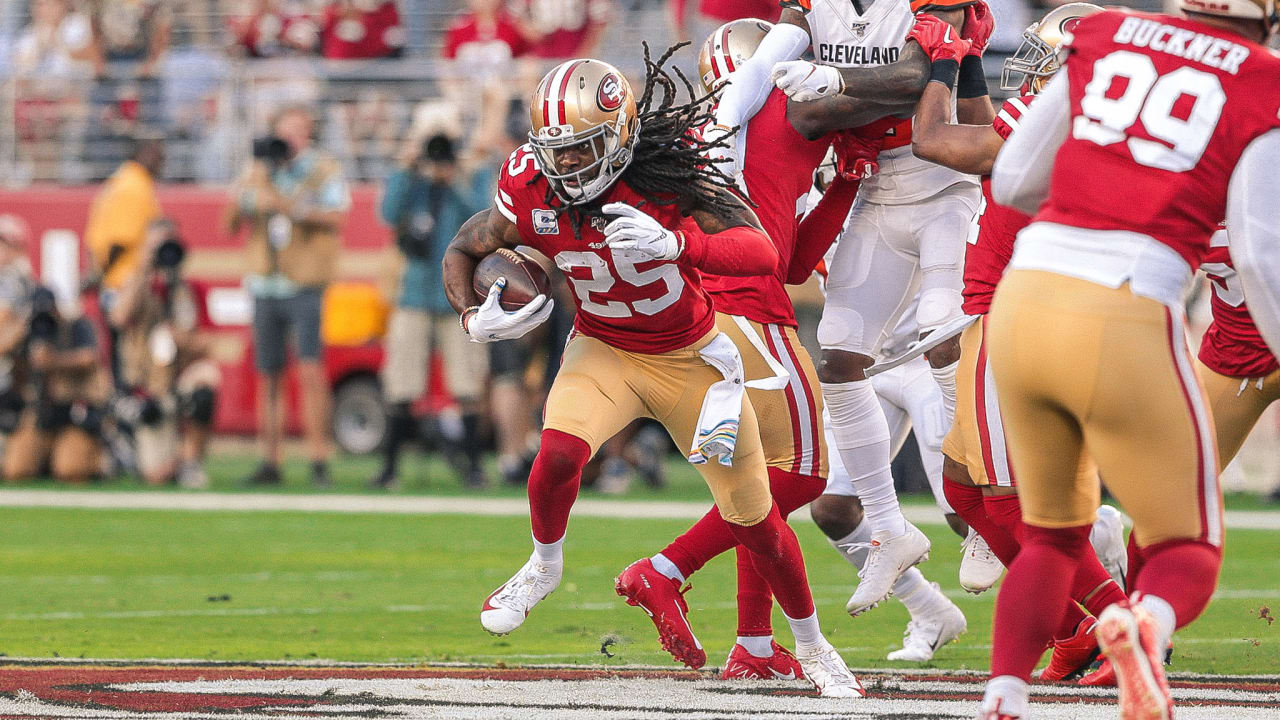 Setember 16, 2018: San Francisco 49ers defensive back Richard Sherman (25)  during the NFL football game between the Detroit Lions and the San  Francisco 49ers at Levi's Stadium in Santa Clara, CA.