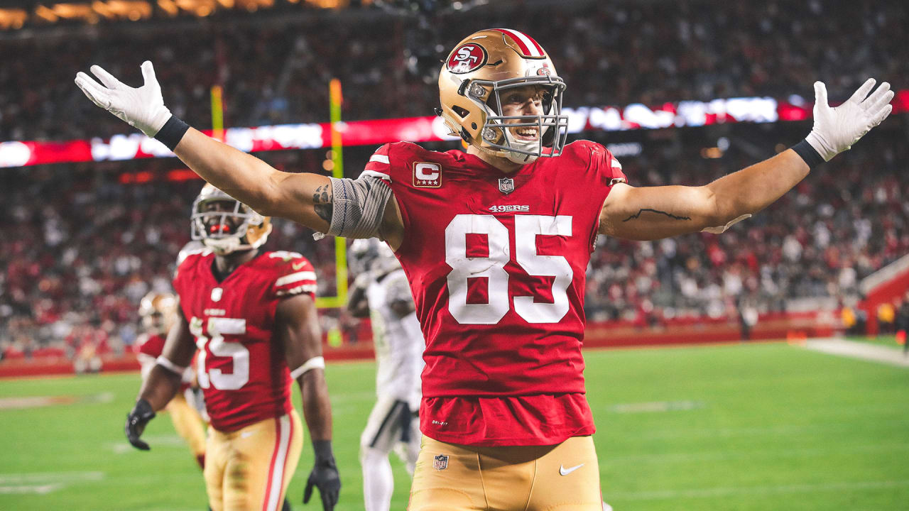 October 21, 2018: San Francisco 49ers tight end George Kittle (85) in  action during the NFL football game between the Los Angeles Rams and the  San Francisco 49ers at Levi's Stadium in