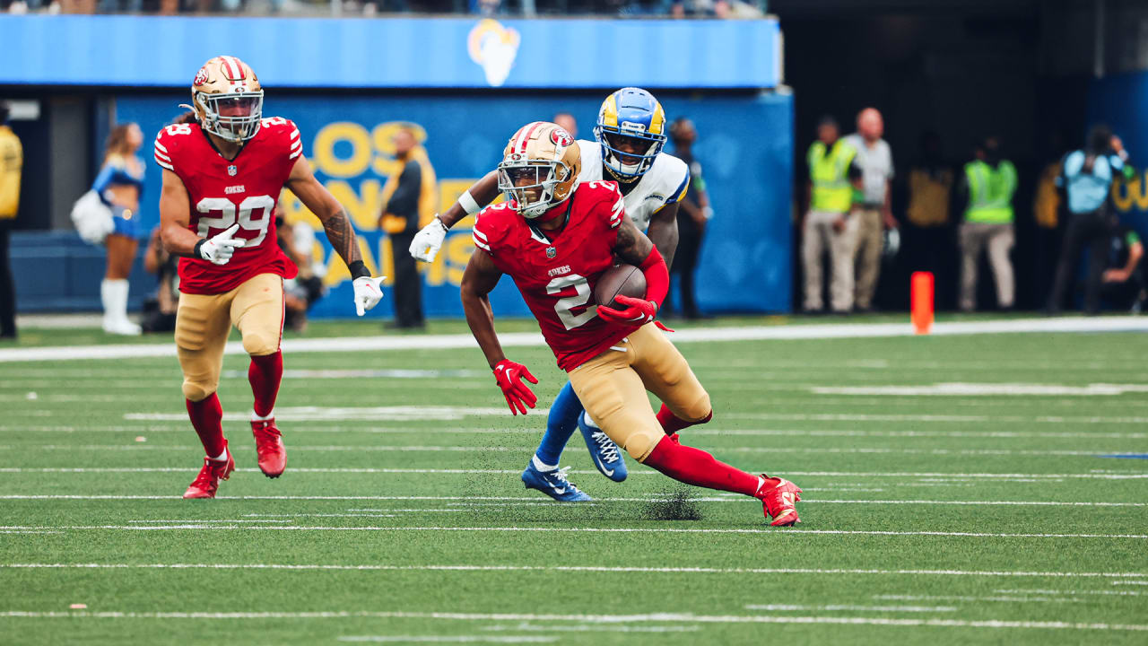 Talanoa Hufanga Intercepts a Matthew Stafford Pass for a Pick-Six